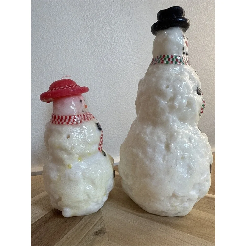 Pair Of VTG 50/60s Snowman Candles XMAS Decor‎ Cottage Core Scandi Unused CUTE